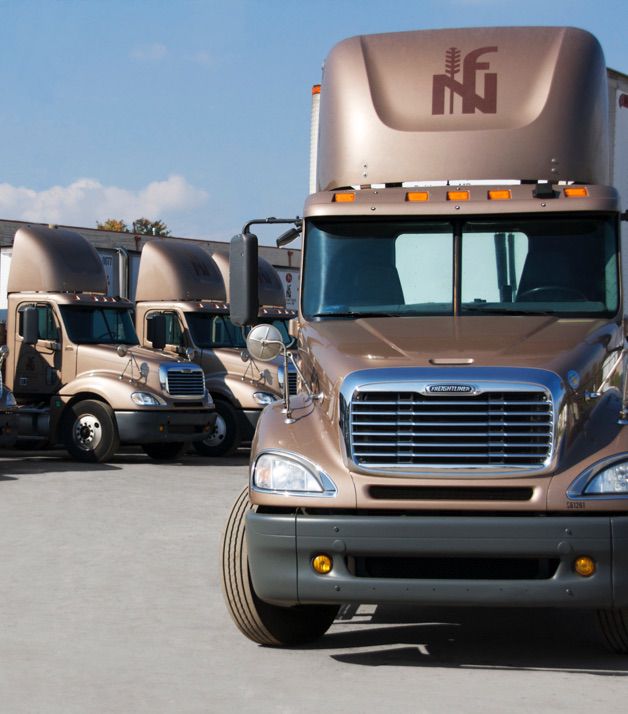 Northeast Foods truck lined up in a Baltimore, MD distribution facility.